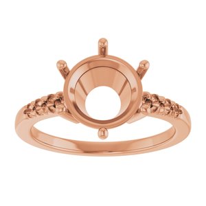18K Rose Gold 9.4 mm Round Ring Mounting – image 6