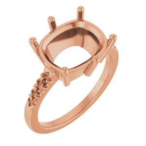 10K Rose Gold 12x10 mm Elongated Cushion Ring Mounting – image 2