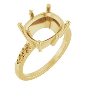 14K Yellow Gold 12x10 mm Elongated Cushion Ring Mounting – image 2