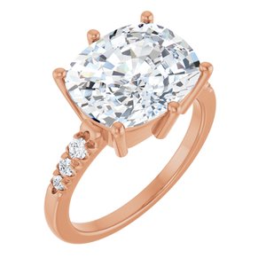 18K Rose Gold 12x10 mm Elongated Cushion Ring Mounting