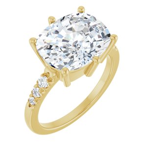 10K Yellow Gold 12x10 mm Elongated Cushion Ring Mounting