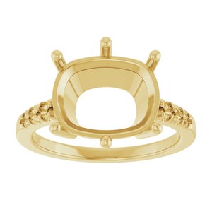 18K Yellow Gold 12x10 mm Elongated Cushion Ring Mounting – image 6