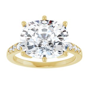 18K Yellow Gold 12x10 mm Elongated Cushion Ring Mounting – image 5