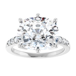 10K White Gold 12x10 mm Elongated Cushion Ring Mounting – image 5