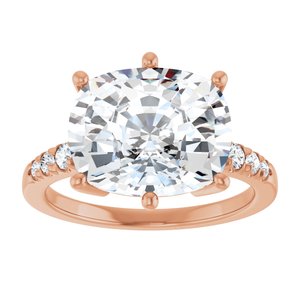18K Rose Gold 12x10 mm Elongated Cushion Ring Mounting – image 5
