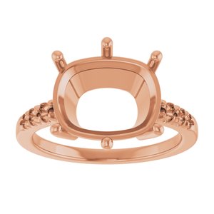 14K Rose Gold 12x10 mm Elongated Cushion Ring Mounting – image 6