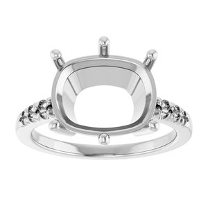 10K White Gold 12x10 mm Elongated Cushion Ring Mounting – image 6