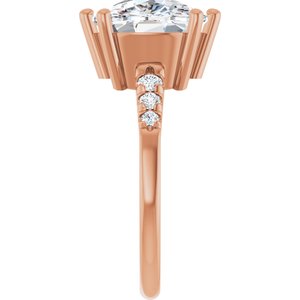 10K Rose Gold 12x10 mm Elongated Cushion Ring Mounting – image 7