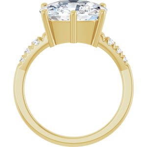 14K Yellow Gold 12x10 mm Elongated Cushion Ring Mounting – image 3