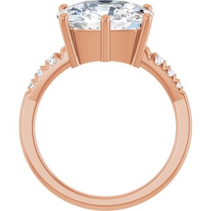 18K Rose Gold 12x10 mm Elongated Cushion Ring Mounting – image 3