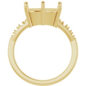 18K Yellow Gold 12x10 mm Elongated Cushion Ring Mounting – image 4