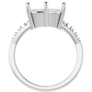 14K X1 White Gold 12x10 mm Elongated Cushion Ring Mounting – image 4