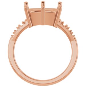 10K Rose Gold 12x10 mm Elongated Cushion Ring Mounting – image 4