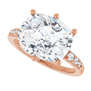 10K Rose Gold 12x10 mm Elongated Cushion Ring Mounting – image 8