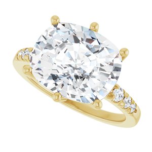 14K Yellow Gold 12x10 mm Elongated Cushion Ring Mounting – image 8