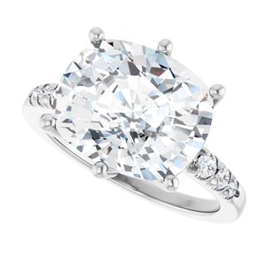 18K White Gold 12x10 mm Elongated Cushion Ring Mounting – image 8