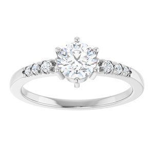 14K White Gold 5.5 mm Round Ring Mounting – image 5