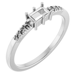 10K White Gold 4.5x3 mm Straight Baguette Ring Mounting – image 2