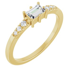 10K Yellow Gold 4.5x3 mm Straight Baguette Ring Mounting