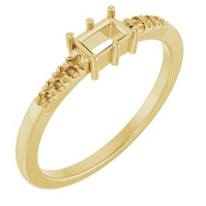 10K Yellow Gold 4.5x3 mm Straight Baguette Ring Mounting – image 2