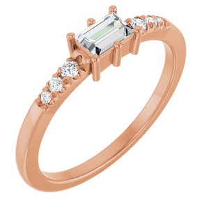18K Rose Gold 4.5x3 mm Straight Baguette Ring Mounting