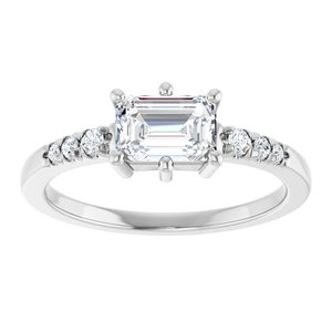 Sterling Silver 6.5x4.5 mm Emerald Ring Mounting – image 5