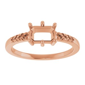 14K Rose Gold 6.5x4.5 mm Emerald Ring Mounting – image 6
