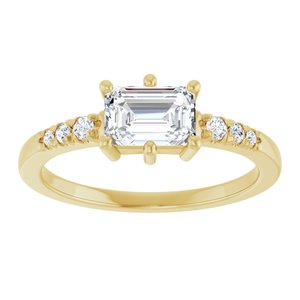 18K Yellow Gold 6.5x4.5 mm Emerald Ring Mounting – image 5