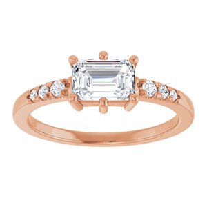18K Rose Gold 6.5x4.5 mm Emerald Ring Mounting – image 5