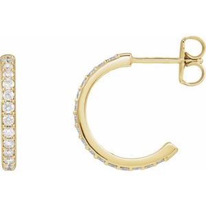14K Yellow Gold 1/2 CTW Natural Diamond 16.4 mm Hoop Earrings