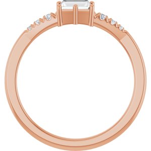18K Rose Gold 4.5x3 mm Straight Baguette Ring Mounting – image 3