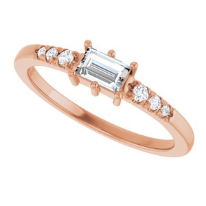 10K Rose Gold 4.5x3 mm Straight Baguette Ring Mounting – image 8