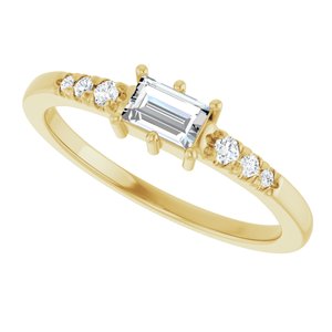 10K Yellow Gold 4.5x3 mm Straight Baguette Ring Mounting – image 8