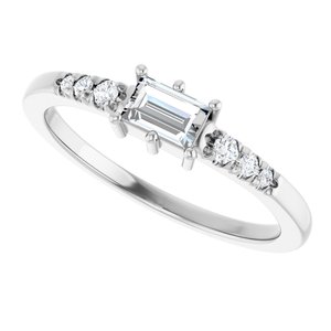 Sterling Silver 4.5x3 mm Straight Baguette Ring Mounting – image 8