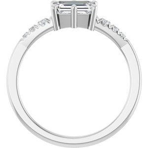 Continuum Sterling Silver 6.5x4.5 mm Emerald Ring Mounting – image 3