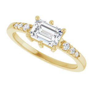 18K Yellow Gold 6.5x4.5 mm Emerald Ring Mounting – image 8