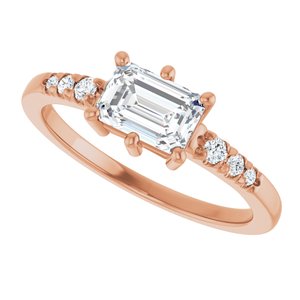 18K Rose Gold 6.5x4.5 mm Emerald Ring Mounting – image 8