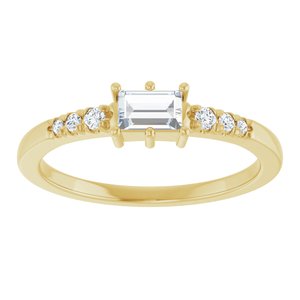 10K Yellow Gold 4.5x3 mm Straight Baguette Ring Mounting – image 5