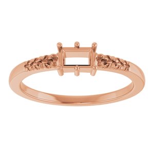 18K Rose Gold 4.5x3 mm Straight Baguette Ring Mounting – image 6