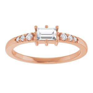 18K Rose Gold 4.5x3 mm Straight Baguette Ring Mounting – image 5