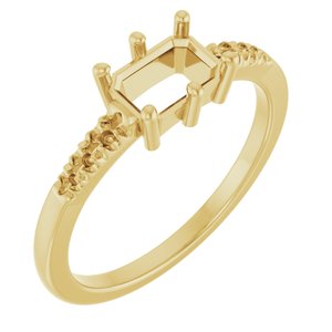 18K Yellow Gold 6.5x4.5 mm Emerald Ring Mounting – image 2