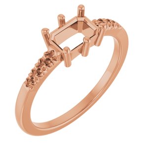 18K Rose Gold 6.5x4.5 mm Emerald Ring Mounting – image 2