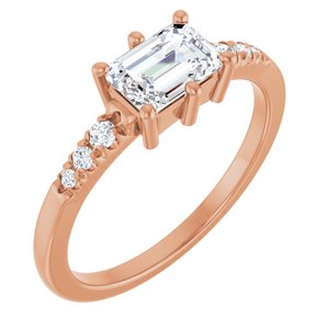 18K Rose Gold 6.5x4.5 mm Emerald Ring Mounting