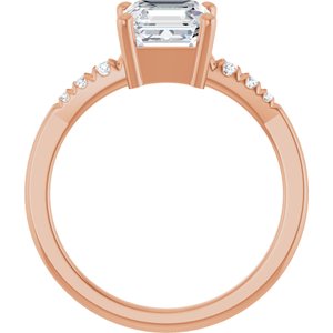 18K Rose Gold 6.5x6.5 mm Asscher Ring Mounting – image 3