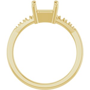 14K Yellow Gold 6.5x6.5 mm Asscher Ring Mounting – image 4