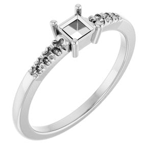 10K White Gold 3.5x3.5 mm Square Ring Mounting – image 2