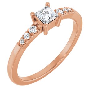 18K Rose Gold 3.5x3.5 mm Square Ring Mounting