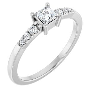 14K X1 White Gold 3.5x3.5 mm Square Ring Mounting