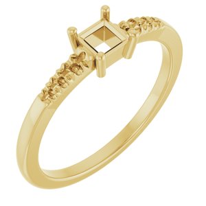 18K Yellow Gold 3.5x3.5 mm Square Ring Mounting – image 2