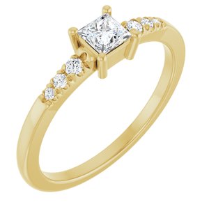 10K Yellow Gold 3.5x3.5 mm Square Ring Mounting